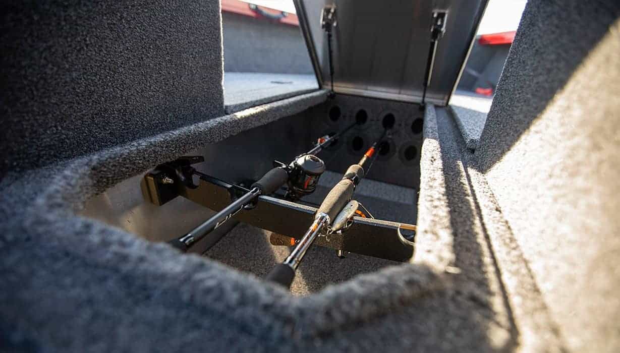 Very adequate rod storage in the Lowe FM 1900 WT